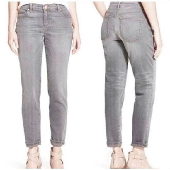 Eileen Fisher Denim - Eileen Fisher Organic Cotton Jeans Size 8 Stretch Straight Leg Washed Light Gray